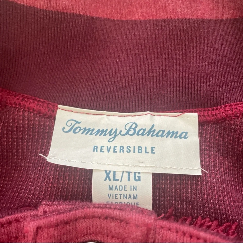 Tommy Bahama 1/4 Snap Pullover Sweater Men’s XL Reversible Mock Neck Burgundy